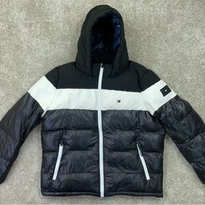 Tommy Hilfiger Black & White Hooded Puffer